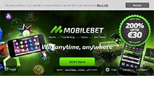 Mobilbet kasino gjennomgang skjermbilde på norskcasino1.com 2