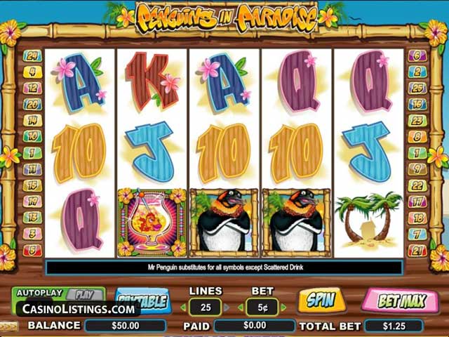 Norske spilleautomater Penguins in Paradise, Cryptologic SS - Himmelspill