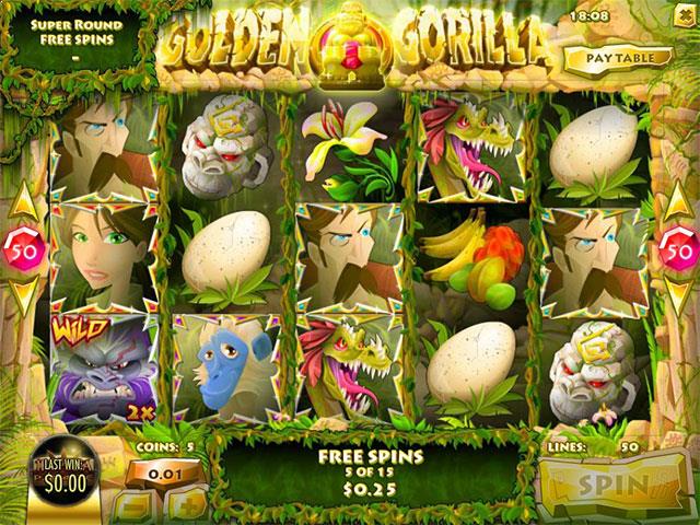 Norske Spilleautomater   Golden Gorilla Rival   SS  - Himmelspill